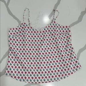 J. Crew White and Pink Floral Camisole